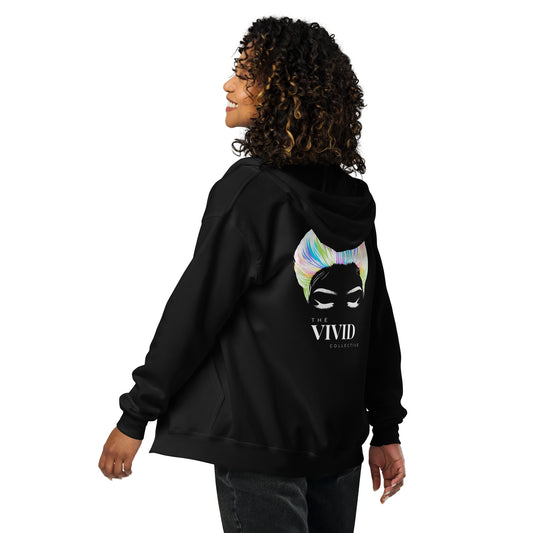 The VIVID Collective Rainbow Babe Black Zip Up