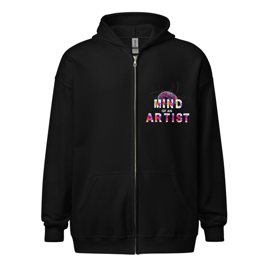 MIND OF AN ARTIST Zip Up Front Design Black