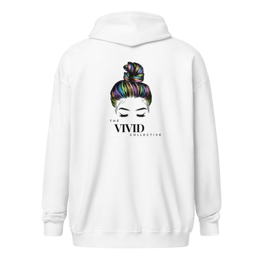 The VIVID Collective Rainbow Babe White Zip Up